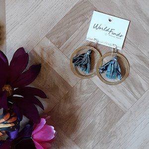 NWT World Finds Kantha Encircled Tassel Earrings
